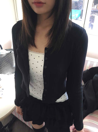 Soft Simple Round Neck Crop Cardigan