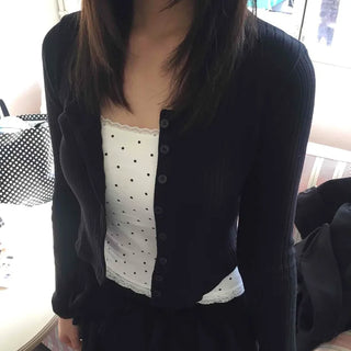 Soft Simple Round Neck Crop Cardigan