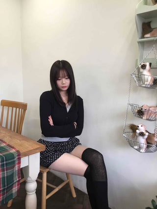 Chiffon polka dot double ruffle shorts