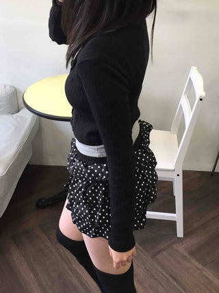 Chiffon polka dot double ruffle shorts