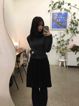 Pleated Midi Flare Skirt