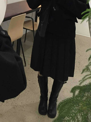 Pleated Midi Flare Skirt