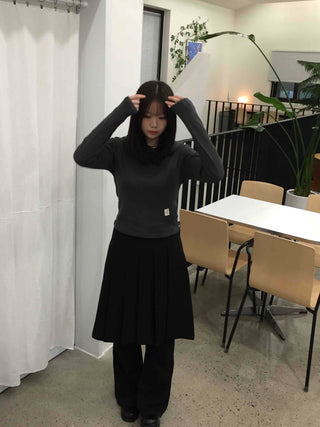 Pleated Midi Flare Skirt