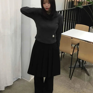 Pleated Midi Flare Skirt