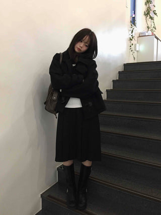 Pleated Midi Flare Skirt