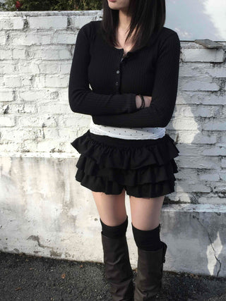 Frill Flare High-Waisted Mini Skirt