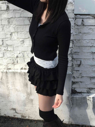 Frill Flare High-Waisted Mini Skirt