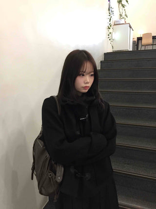 Oversized Collar Toggle Midi Duffle Coat