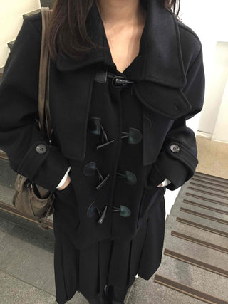 Oversized Collar Toggle Midi Duffle Coat