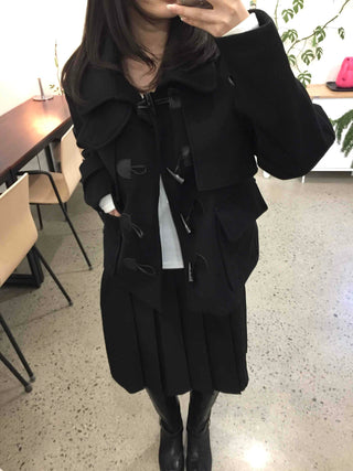Oversized Collar Toggle Midi Duffle Coat