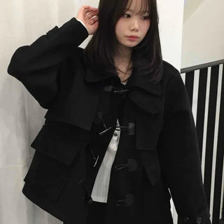 Oversized Collar Toggle Midi Duffle Coat