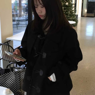Oversized Collar Toggle Midi Duffle Coat