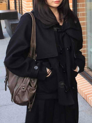 Oversized Collar Toggle Midi Duffle Coat