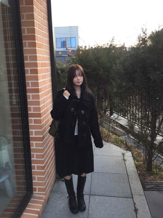 Oversized Collar Toggle Midi Duffle Coat
