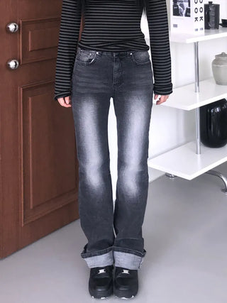 Ella Cat Brush Washed Low-Rise Denim Bootcut