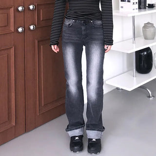 Ella Cat Brush Washed Low-Rise Denim Bootcut