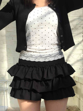 Dot Lace Slim Fit Sleeveless Cap Top