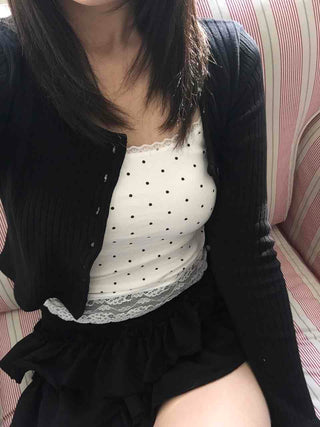 Dot Lace Slim Fit Sleeveless Cap Top