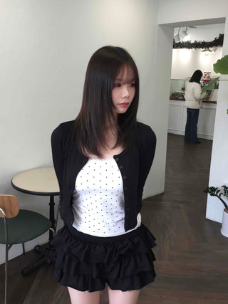 Dot Lace Slim Fit Sleeveless Cap Top