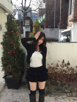 Dot Lace Slim Fit Sleeveless Cap Top