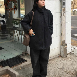 Cozy Loose Fit Turtleneck Coat