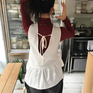 Layered Avant-garde Ruffle Bustier Blouse