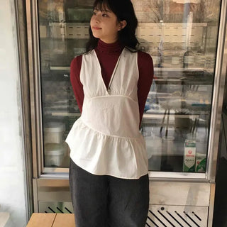 Layered Avant-garde Ruffle Bustier Blouse