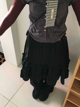 Vintage Frill Elastic Midi Skirt
