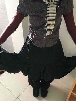 Vintage Frill Elastic Midi Skirt
