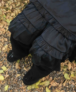 Vintage Frill Elastic Midi Skirt