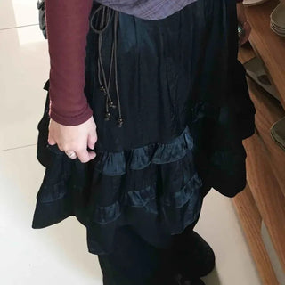 Vintage Frill Elastic Midi Skirt