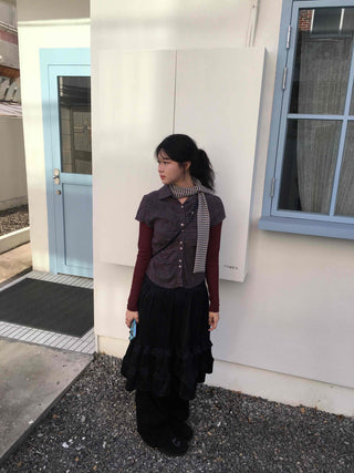 Vintage Frill Elastic Midi Skirt