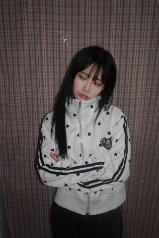 Star pattern side line oversized track jumper