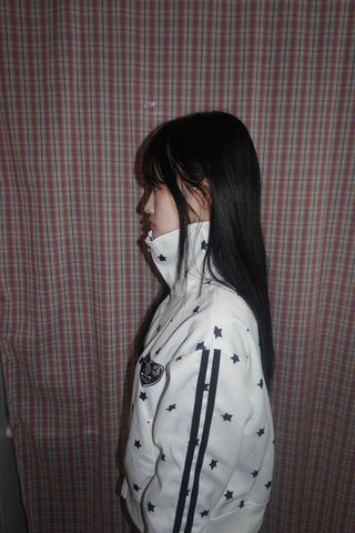 Star pattern side line oversized track jumper