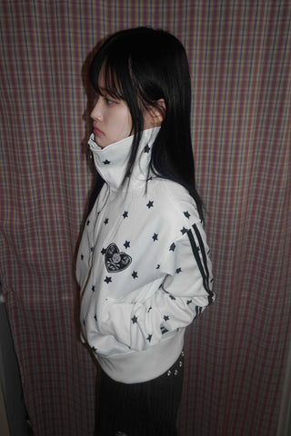 Star pattern side line oversized track jumper