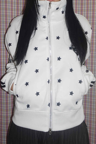 Star pattern side line oversized track jumper