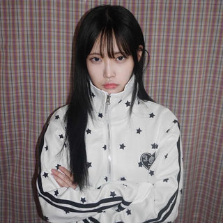 Star pattern side line oversized track jumper