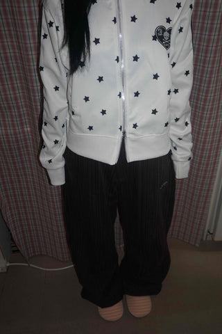 Star pattern side line oversized track jumper