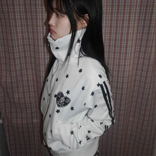 Star pattern side line oversized track jumper