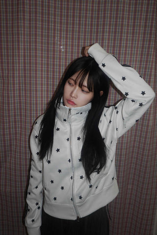 Star pattern side line oversized track jumper