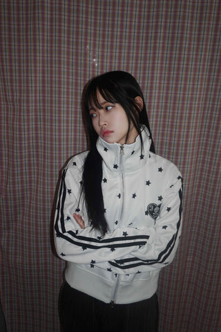 Star pattern side line oversized track jumper