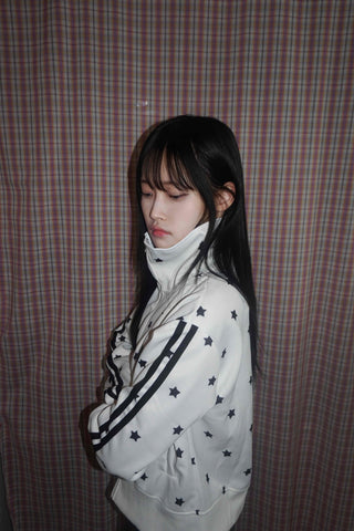 Star pattern side line oversized track jumper