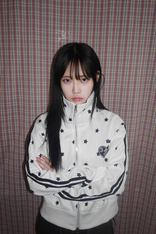 Star pattern side line oversized track jumper