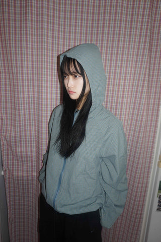 Minimal Check Side Pocket Short Windbreaker