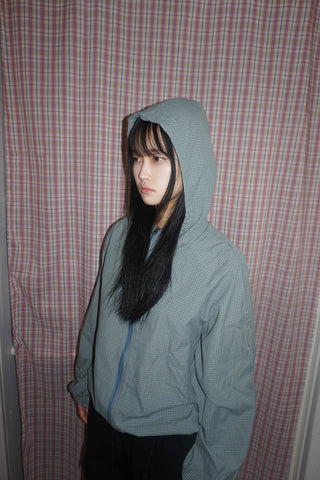 Minimal Check Side Pocket Short Windbreaker