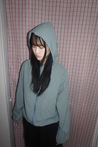 Minimal Check Side Pocket Short Windbreaker