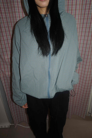 Minimal Check Side Pocket Short Windbreaker