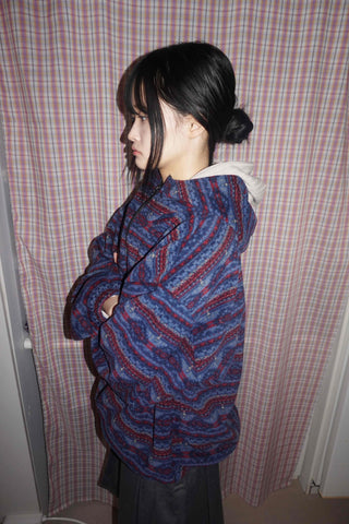 Retro Pattern Loose Fit Full-Zip Fleece Jacket