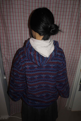 Retro Pattern Loose Fit Full-Zip Fleece Jacket