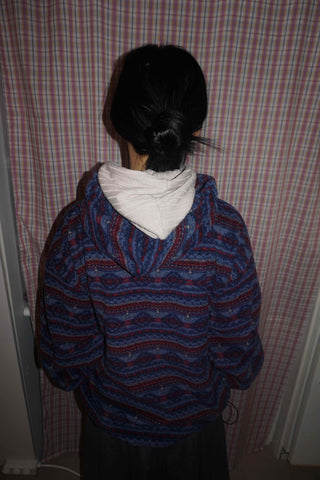 Retro Pattern Loose Fit Full-Zip Fleece Jacket